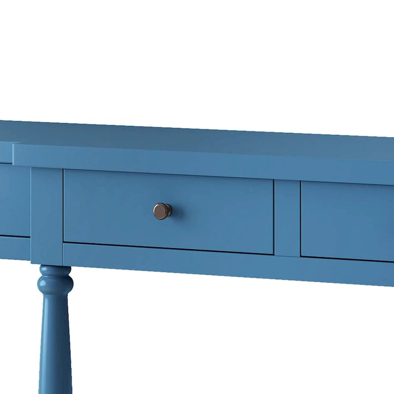 Console 4 tiroirs avec étagère inférieure | Noir vieilli / Bleu marine / Blanc vieilli
