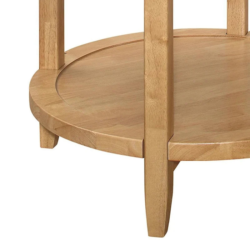 Table d'appoint ronde en érable avec étagère inférieure