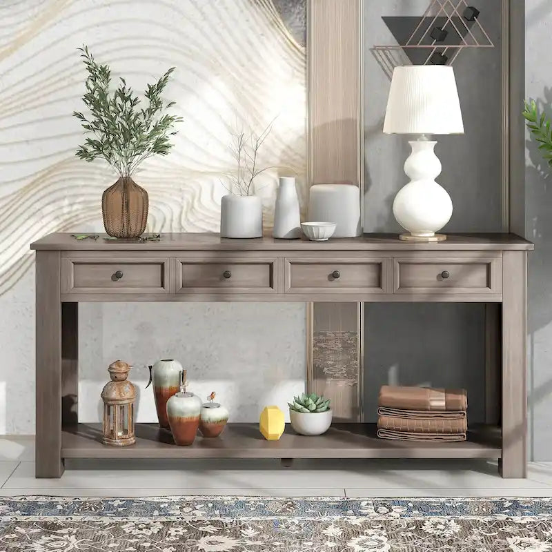 Table console avec 4 tiroirs et une étagère inférieure | Multicolore | Entrée Couloir