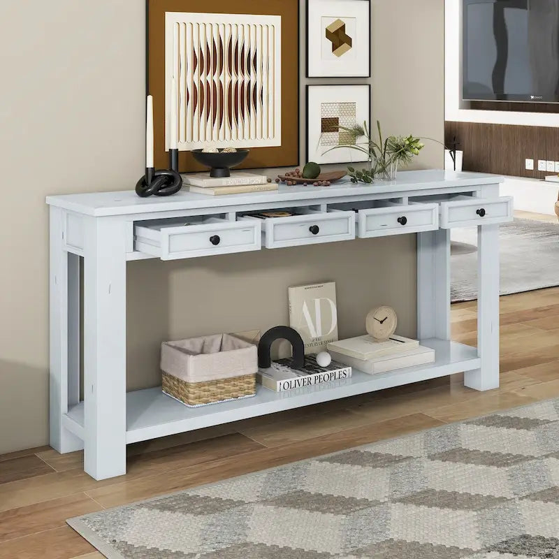 Table console avec 4 tiroirs et une étagère inférieure | Multicolore | Entrée Couloir