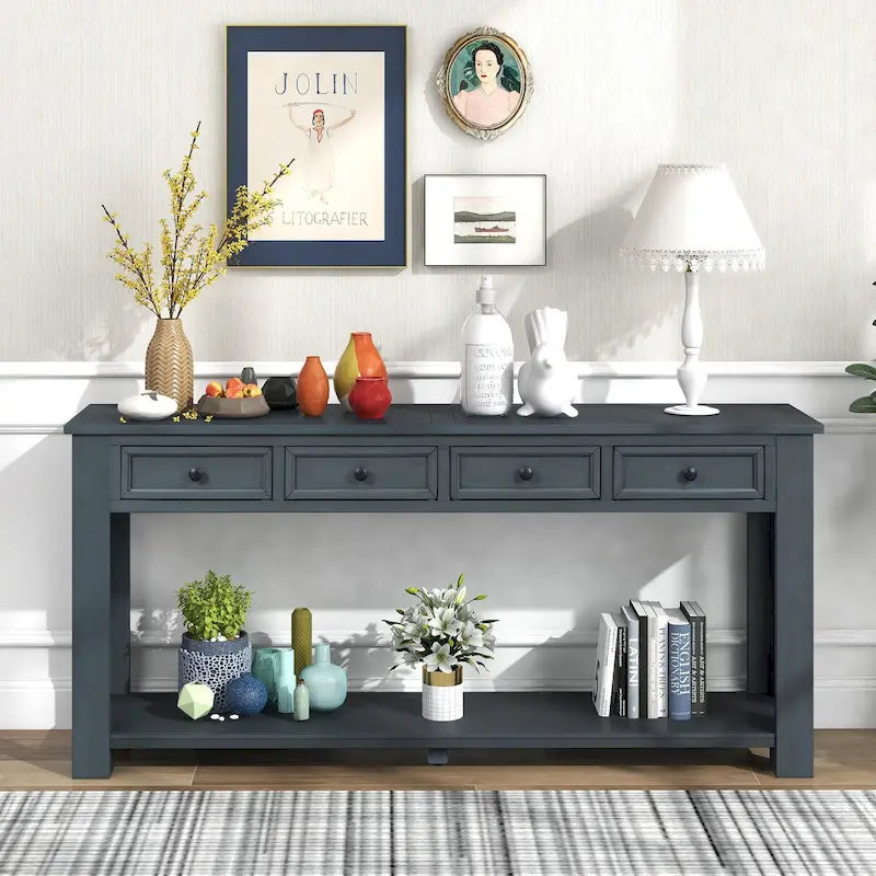 Table console avec 4 tiroirs et une étagère inférieure | Multicolore | Entrée Couloir