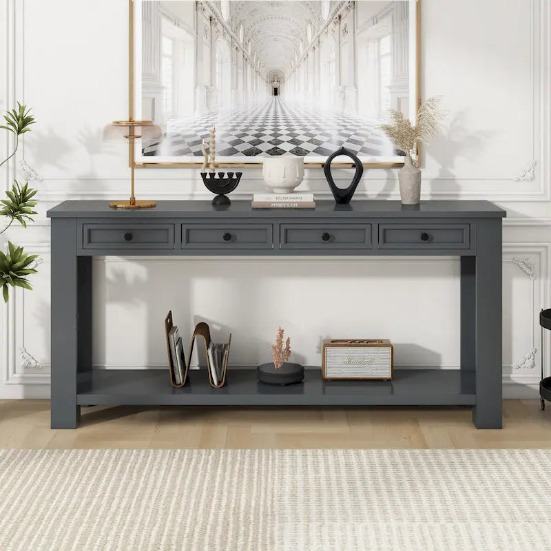 Table console avec 4 tiroirs et une étagère inférieure | Multicolore | Entrée Couloir