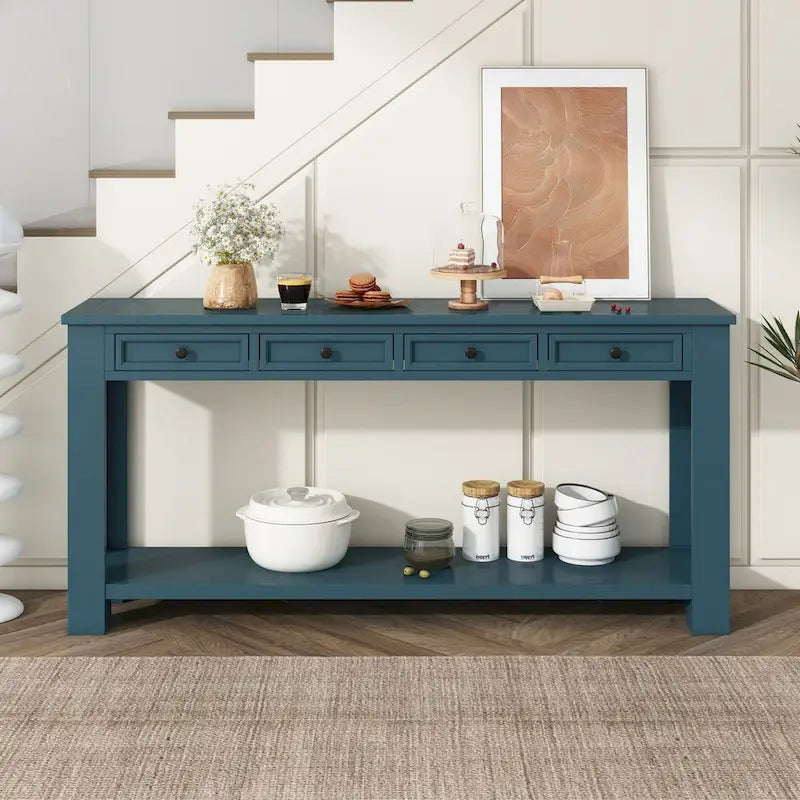 Table console avec 4 tiroirs et une étagère inférieure | Multicolore | Entrée Couloir