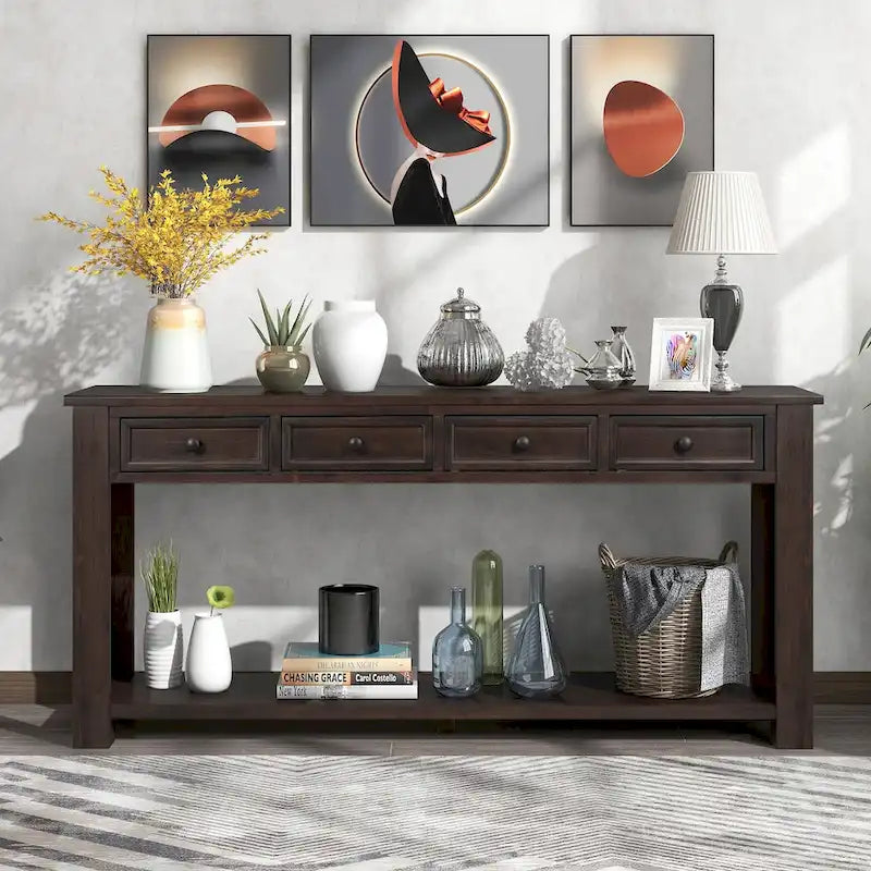 Table console avec 4 tiroirs et une étagère inférieure | Multicolore | Entrée Couloir