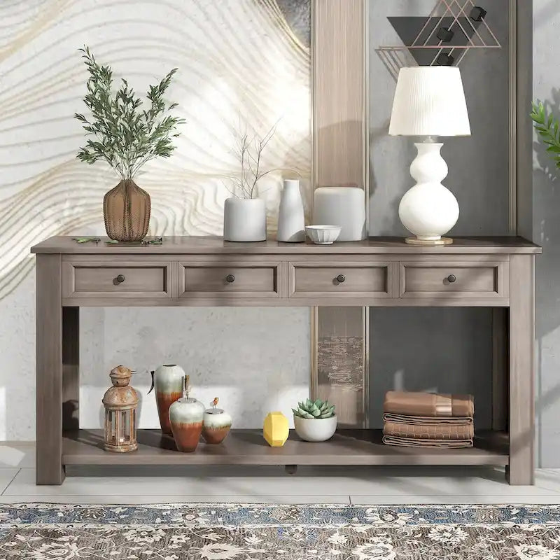 Table console avec 4 tiroirs et une étagère inférieure | Multicolore | Entrée Couloir