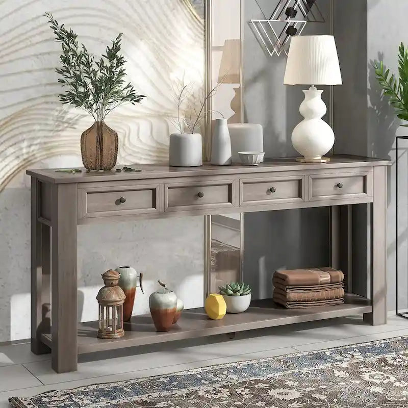 Table console avec 4 tiroirs et une étagère inférieure | Multicolore | Entrée Couloir