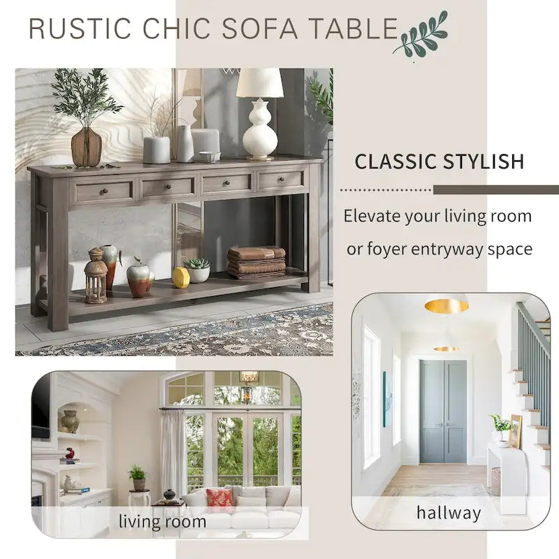 Table console avec 4 tiroirs et une étagère inférieure | Multicolore | Entrée Couloir