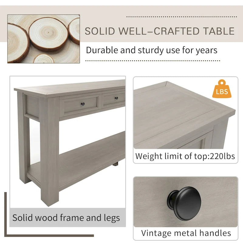Table console avec 4 tiroirs et une étagère inférieure | Multicolore | Entrée Couloir