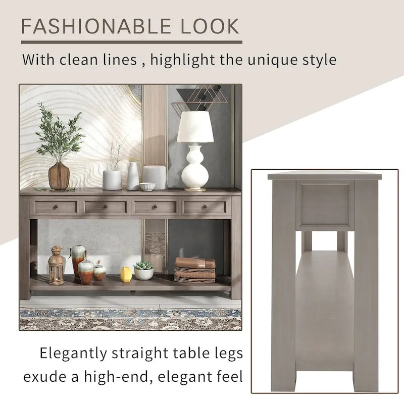 Table console avec 4 tiroirs et une étagère inférieure | Multicolore | Entrée Couloir