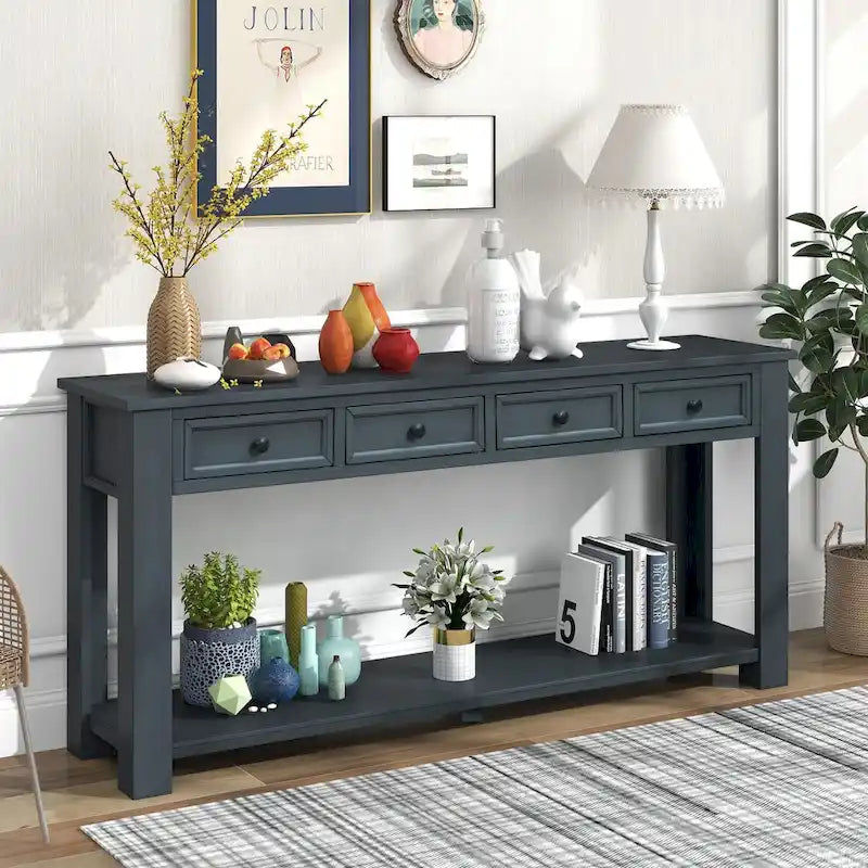 Table console avec 4 tiroirs et une étagère inférieure | Multicolore | Entrée Couloir