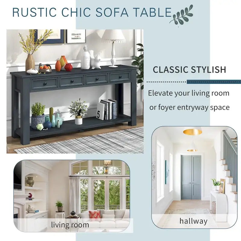 Table console avec 4 tiroirs et une étagère inférieure | Multicolore | Entrée Couloir