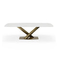 Table à manger rectangulaire en pierre frittée, blanc neige / Pandore, 6-8 places