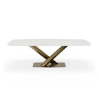 Table à manger rectangulaire en pierre frittée, blanc neige / Pandore, 6-8 places
