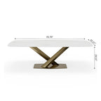 Table à manger rectangulaire en pierre frittée, blanc neige / Pandore, 6-8 places