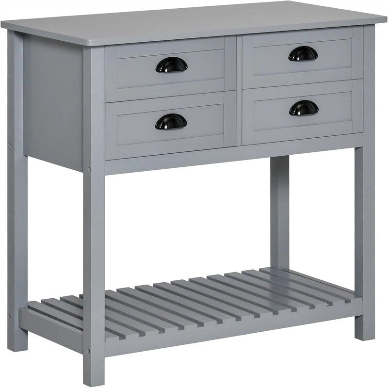 Meuble de rangement 4 tiroirs avec étagère supérieure, blanc/rouge/gris, 1 personne