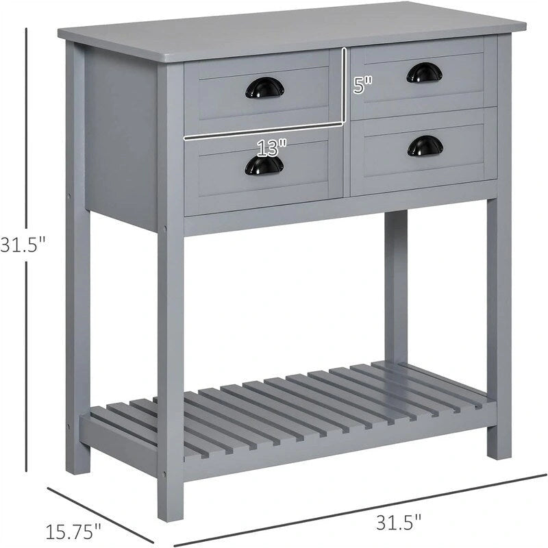 Meuble de rangement 4 tiroirs avec étagère supérieure, blanc/rouge/gris, 1 personne