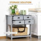 Meuble de rangement 4 tiroirs avec étagère supérieure, blanc/rouge/gris, 1 personne