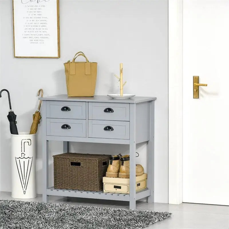 Meuble de rangement 4 tiroirs avec étagère supérieure, blanc/rouge/gris, 1 personne