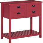 Meuble de rangement 4 tiroirs avec étagère supérieure, blanc/rouge/gris, 1 personne