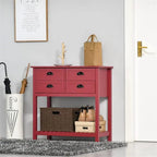 Meuble de rangement 4 tiroirs avec étagère supérieure, blanc/rouge/gris, 1 personne