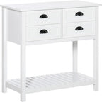 Meuble de rangement 4 tiroirs avec étagère supérieure, blanc/rouge/gris, 1 personne