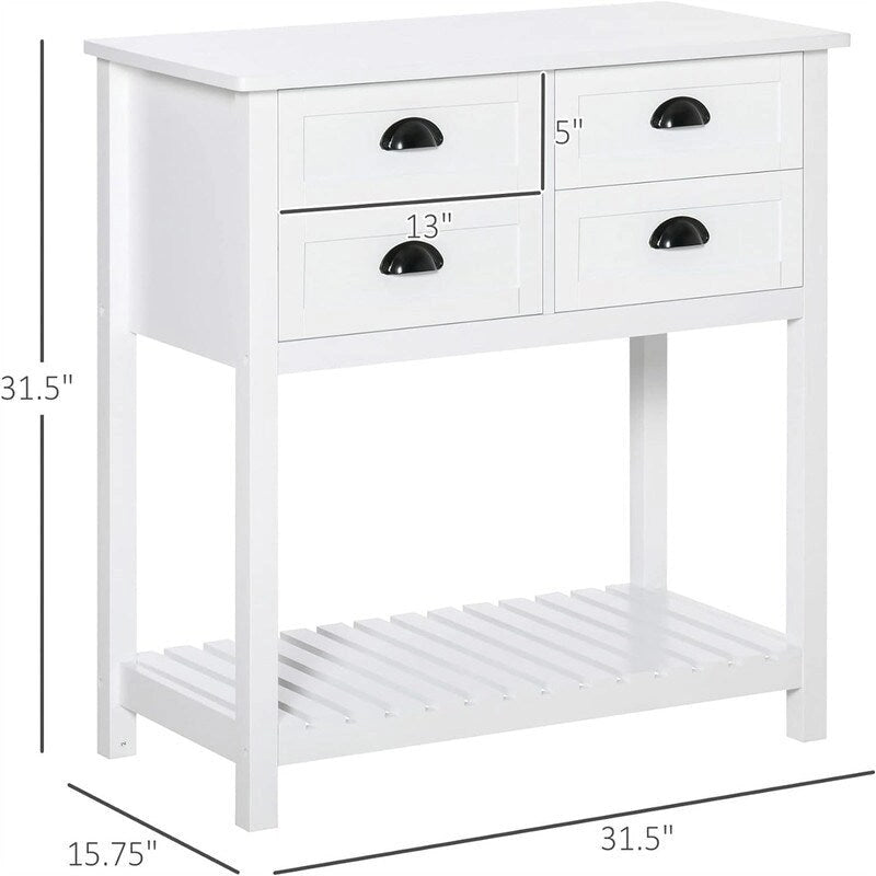 Meuble de rangement 4 tiroirs avec étagère supérieure, blanc/rouge/gris, 1 personne