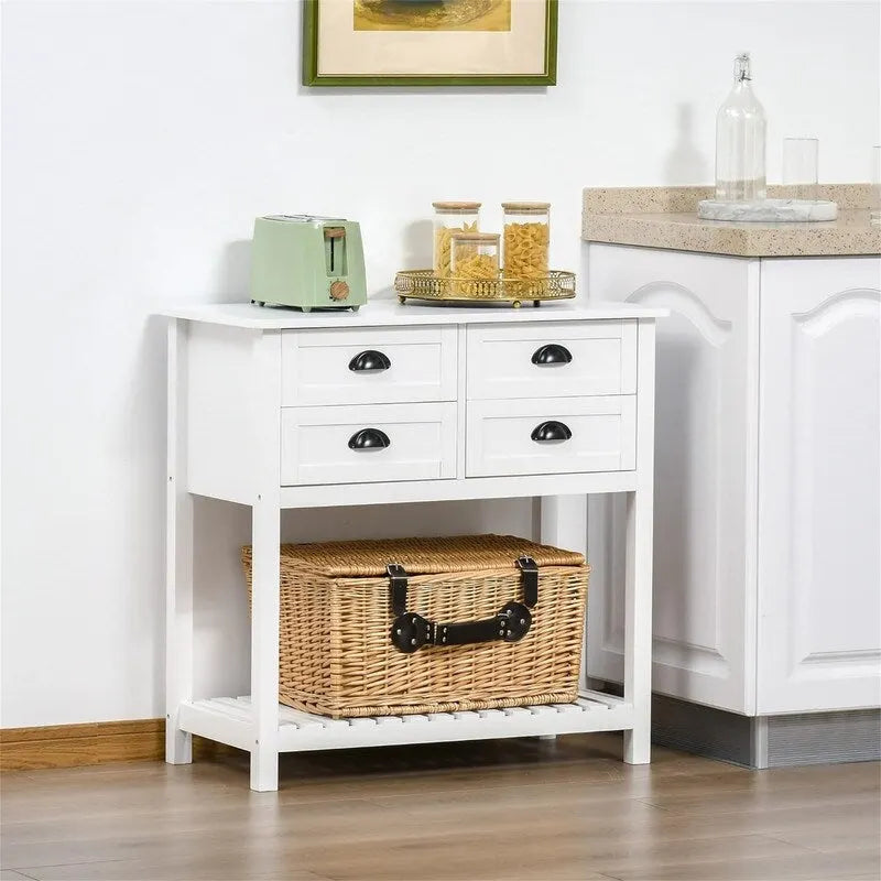 Meuble de rangement 4 tiroirs avec étagère supérieure, blanc/rouge/gris, 1 personne