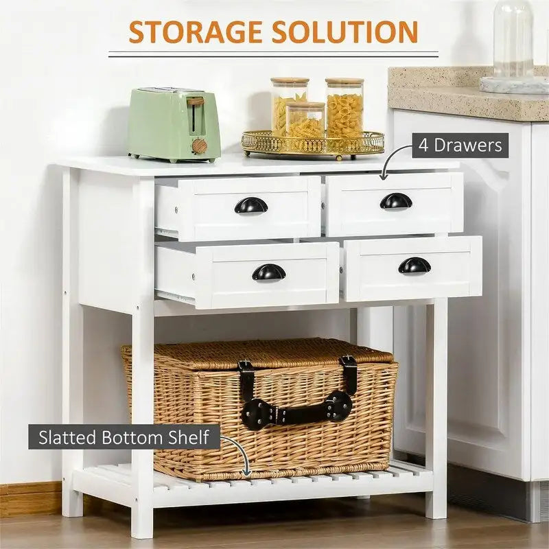 Meuble de rangement 4 tiroirs avec étagère supérieure, blanc/rouge/gris, 1 personne