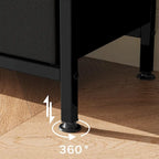 Meuble TV commode gris / noir / marron avec tiroirs, 2 étagères