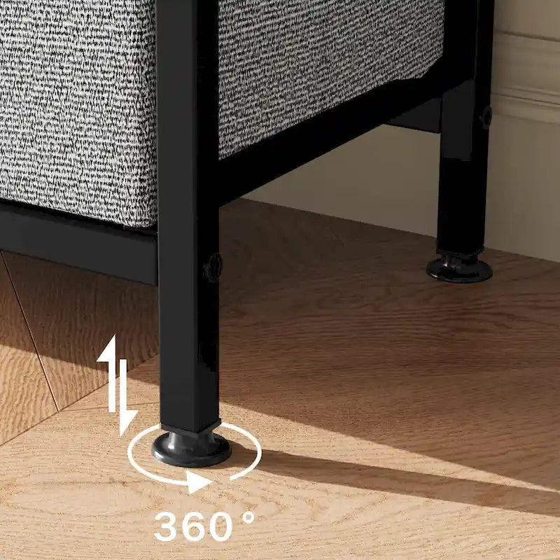 Meuble TV commode gris / noir / marron avec tiroirs, 2 étagères