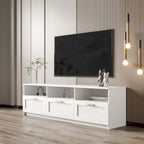 Meuble TV avec tiroirs, noir/blanc, 2 niveaux, convient aux téléviseurs jusqu'à 80"