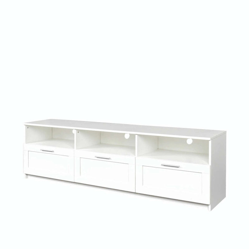 Meuble TV avec tiroirs, noir/blanc, 2 niveaux, convient aux téléviseurs jusqu'à 80"