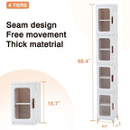 Meuble de rangement blanc à 4 niveaux, étroit, pliable et autoportant, pour une seule personne