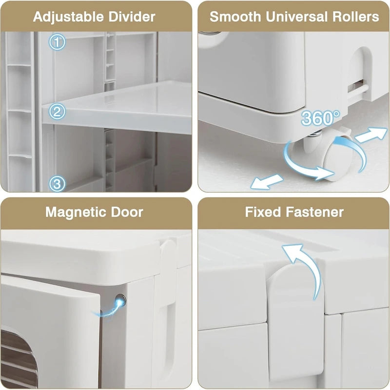 Meuble de rangement blanc à 4 niveaux, étroit, pliable et autoportant, pour une seule personne
