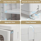 Meuble de rangement blanc à 4 niveaux, étroit, pliable et autoportant, pour une seule personne
