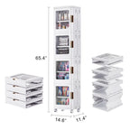 Meuble de rangement blanc à 4 niveaux, étroit, pliable et autoportant, pour une seule personne