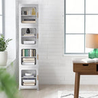 Meuble de rangement blanc à 4 niveaux, étroit, pliable et autoportant, pour une seule personne