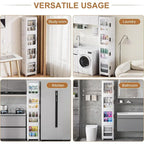 Meuble de rangement blanc à 4 niveaux, étroit, pliable et autoportant, pour une seule personne