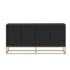 Buffet 4 portes avec étagères réglables, blanc / noir / bleu marine