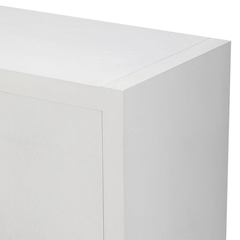 Buffet 4 portes avec étagères réglables, blanc / noir / bleu marine