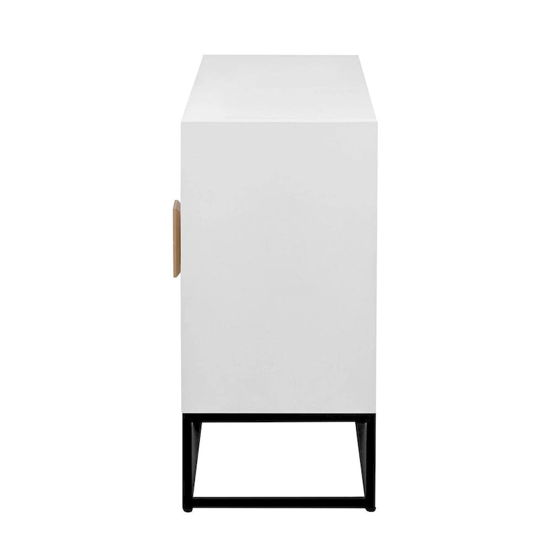Buffet 4 portes avec étagères réglables, blanc / noir / bleu marine