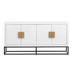 Buffet 4 portes avec étagères réglables, blanc / noir / bleu marine