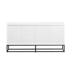 Buffet 4 portes avec étagères réglables, blanc / noir / bleu marine