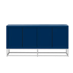 Buffet 4 portes avec étagères réglables, blanc / noir / bleu marine
