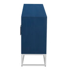 Buffet 4 portes avec étagères réglables, blanc / noir / bleu marine