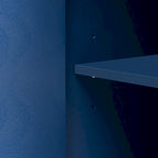 Buffet 4 portes avec étagères réglables, blanc / noir / bleu marine