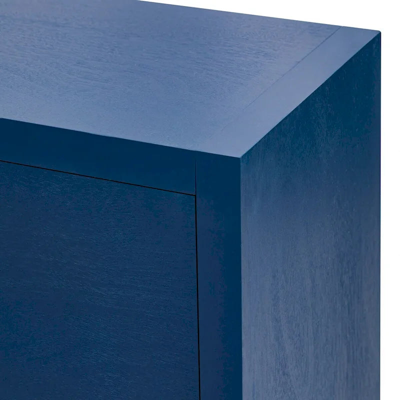 Buffet 4 portes avec étagères réglables, blanc / noir / bleu marine