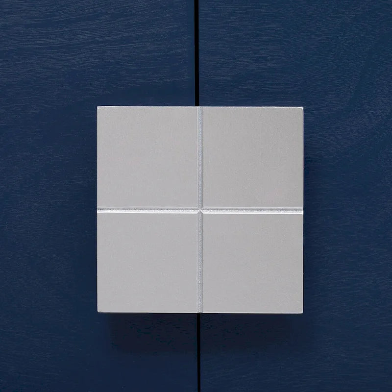 Buffet 4 portes avec étagères réglables, blanc / noir / bleu marine