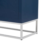 Buffet 4 portes avec étagères réglables, blanc / noir / bleu marine