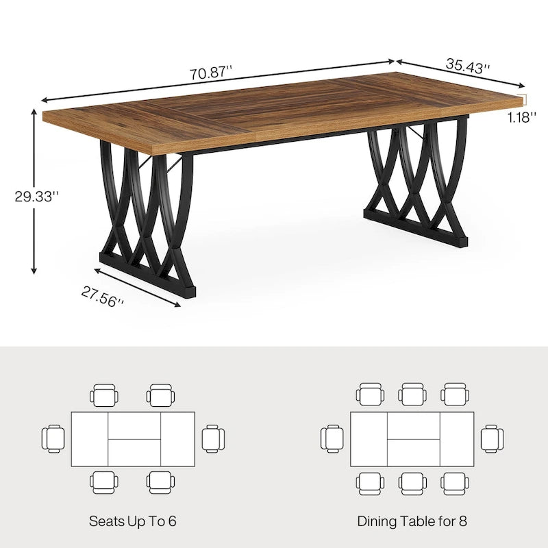 Bureau informatique deux places marron et blanc, 180 cm de large, MDF et métal